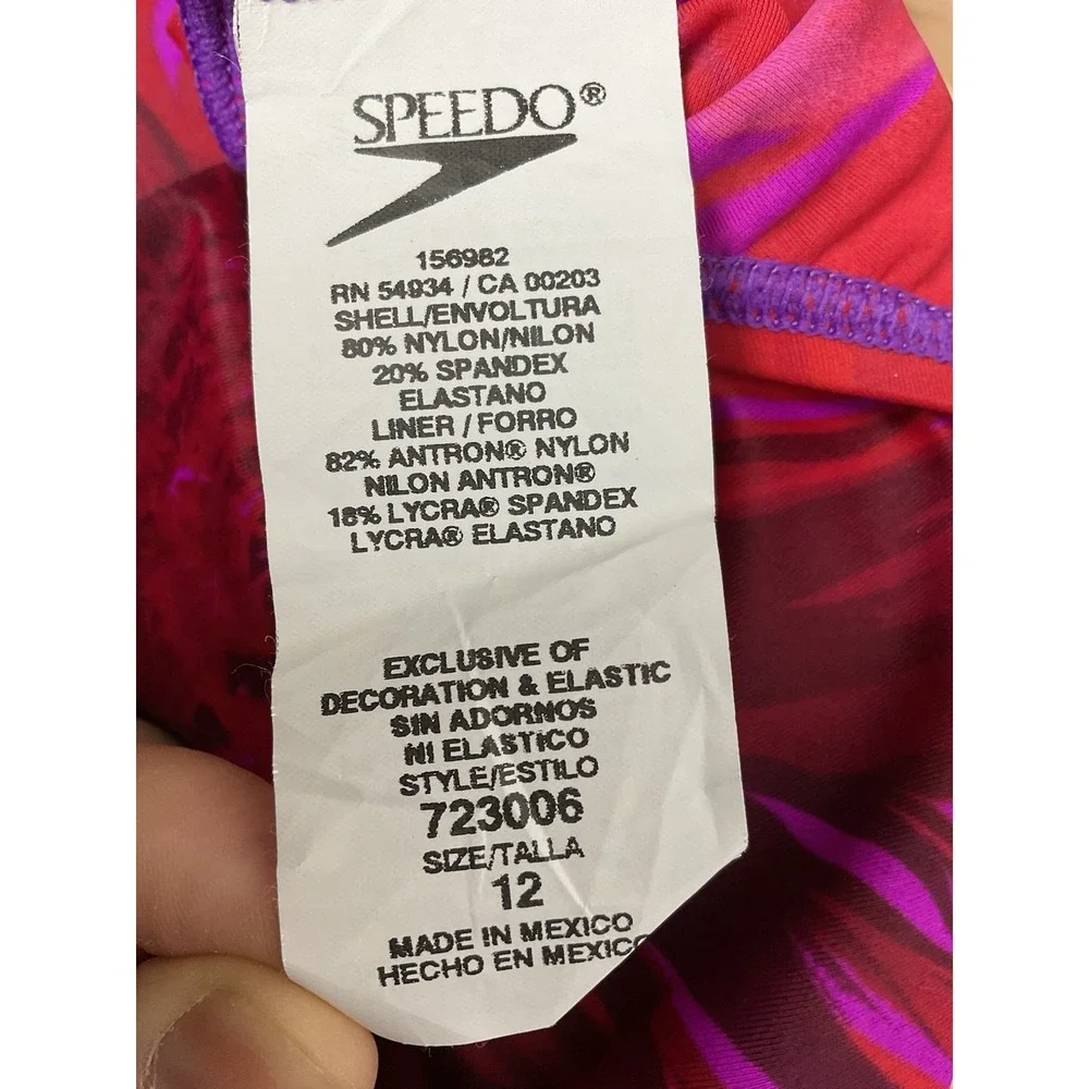 Speedo One Piece Swim Suit Womens Size 12 Fuchsia Tropical Floral Vacation Beach